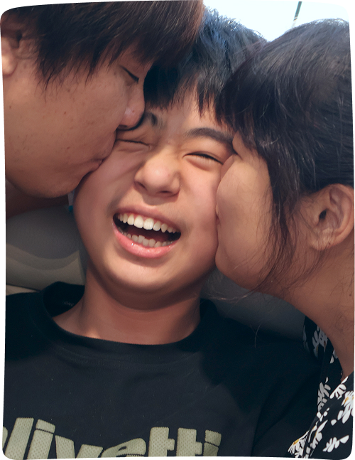 Family sharing a warm moment together